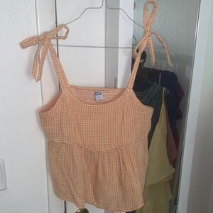 Old Navy Orange Smocked Tie Front Camisole